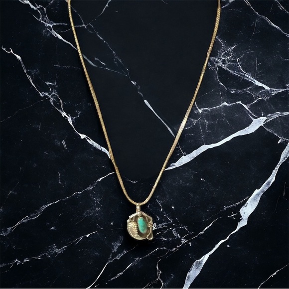 Robert Deutsawe Zuni Sterling Silver Turquoise Pendant Necklace & Cocktail Ring - Picture 16 of 16